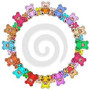 Ring out of colorful teddy bears