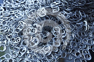 Ring pull aluminum of cans background