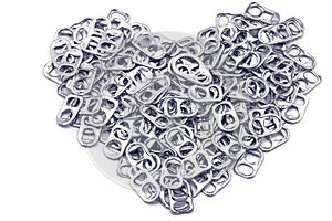 Ring pull aluminum of cans stack as heart shape indicate of new
