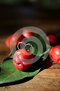 Ring on red waterguava