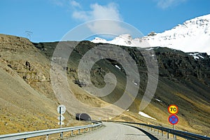 Ring Road, blue sky, snow mountain, Iceland