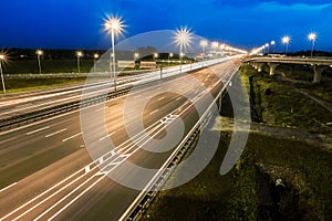 The ring road interchange in St. Petersburg at evening illumination