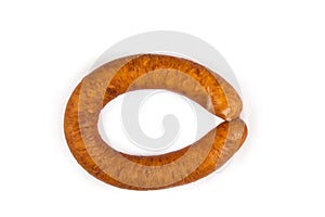 Ring sausage on white background