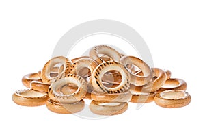 Ring Shaped Bread Rolls Bagels Baranka from Russia Isolated on White Background photo