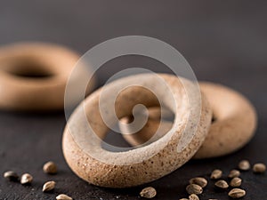 Ring-shaped cracknel with whole grain hemp flour