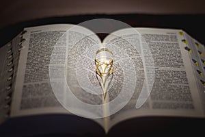 Ring shot on the bible photo