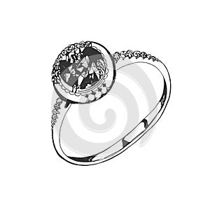 Ring, sketch style, vector illustration