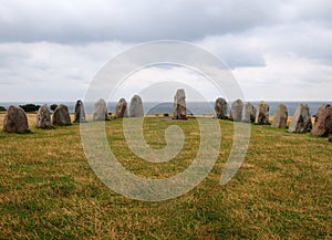 Ring Of Standing Stones Ales Stenar in Kaseberga graves
