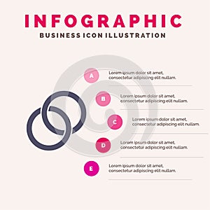 Ring, Wedding, Couple, Engagement Solid Icon Infographics 5 Steps Presentation Background