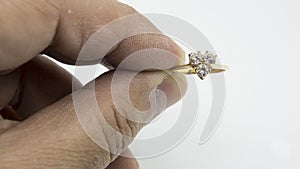 Ring wedding engage hand hold diamond gold