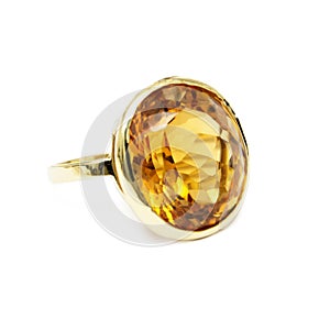 Ring - Yellow Precious/Semi-precious Gemstone, Set in Gold