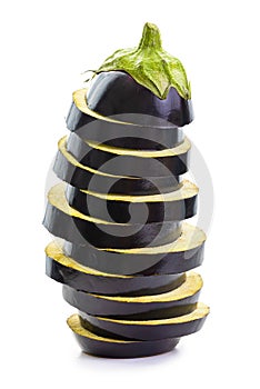 Ringed eggplant. Isolate on white background