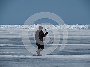 Ringed seal hunt in the Canadian Arctic, subsistence hunting with Inuit hunters