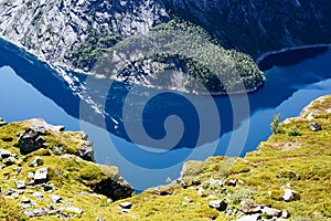 Ringedalsvatnet - blue lake near Trolltunga, Norway