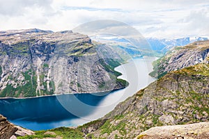 Ringedalsvatnet lake near Trolltunga landmark in Norway