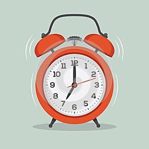 Ringing alarm clock flat illustration.