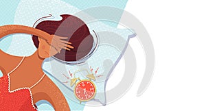 Ringing alarm clock on pillow vector illustration photo