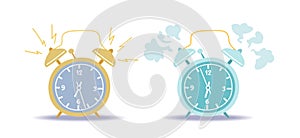 Ringing alarm clocks vector illustrations set photo