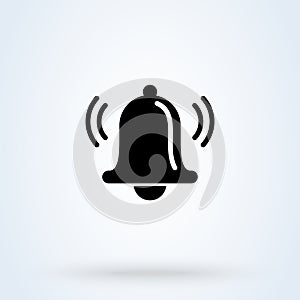Ringing bell sign icon or logo. Notification concept. Vibrate bell and Alarm vector illustration photo