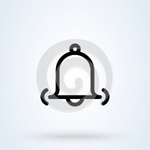 Ringing bell sign line icon or logo. Notification concept. Vibrate bell and Alarm linear vector illustration