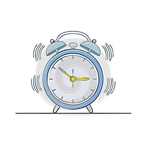 Ringing Blue Alarm Clock Cartoon Illustration Indicating Wake Up Time