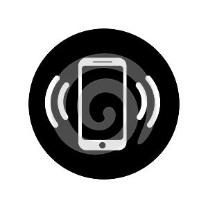 Ringing phone icon in circle. Mobile call icon