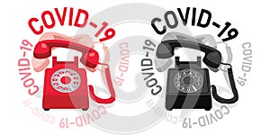 Ringing stationary phone with rotary dial and COVID-19