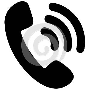 Ringing telephone receiver, Retro style old-school, black and white illustration