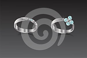 Rings bronze with white and turquoise diamond