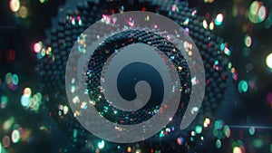 Rings of glitching spheres 3D render photo