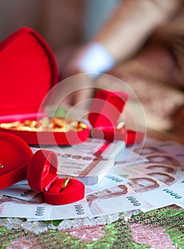 Rings and Money in Thai wedding