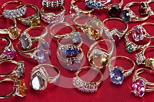 Rings with precious & semi-precious gemstones photo