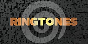 Ringtones - Gold text on black background - 3D rendered royalty free stock picture