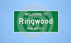 Ringwood, New Jersey city limit sign. Town sign from the USA.