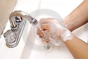 Rinse during hand washing, disinfect concept