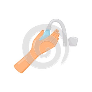 Rinsing hands with water, hygiene, health care and sanitation, prevention of infectious diseases vector Illustration on