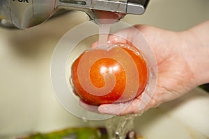 Rinsing a Tomato