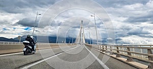 rio antirio bridge greece toll station cords signs patra city