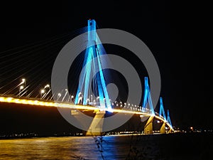 Rio Antirio Bridge at Night photo