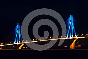 Rio-Antirio bridge at night