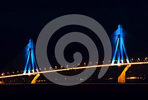 Rio-Antirio bridge at night photo