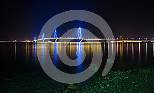 Rio-Antirio bridge at night, Greece