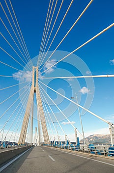 The Rio-Antirrio Bridge, officially the Charilaos Trikoupis Bridge, longest multi-span cable-stayed bridge. photo