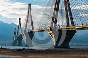 Rio- Antirrio cable stayed bridge. It is the the world`s longest cable-stayed bridge.