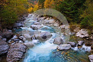 Rio Ara river Bujaruelo in Valle de Ordesa valley Pyrenees Huesca photo