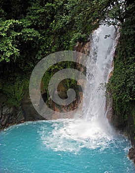 Rio Celeste Waterfall in Tenorio Volcano National Park in Costa Rica