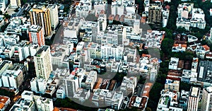 Rio de Janeiro aerial shot during sunset