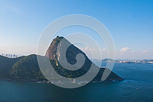 Rio de Janeiro, Brazil: Aerial view of Sugarloaf Mountain in Rio de Janeiro