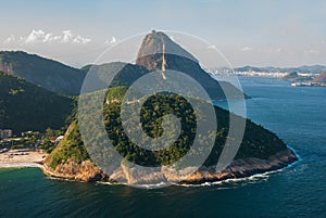 Rio de Janeiro, Brazil: Aerial view of Sugarloaf Mountain in Rio de Janeiro
