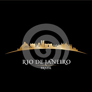 Rio de Janeiro Brazil city skyline silhouette black background